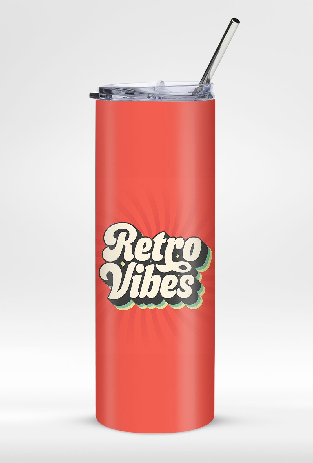 "Retro Vibes" 20oz Stainless Steel Tumbler – Includes Reusable Steel Straw