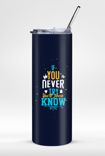 Motivational 20oz Stainless Steel Tumbler with Straw – Eco-Friendly Drinkware
