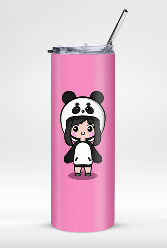 Cute Panda Girl - 20oz Stainless Steel Tumbler with Straw