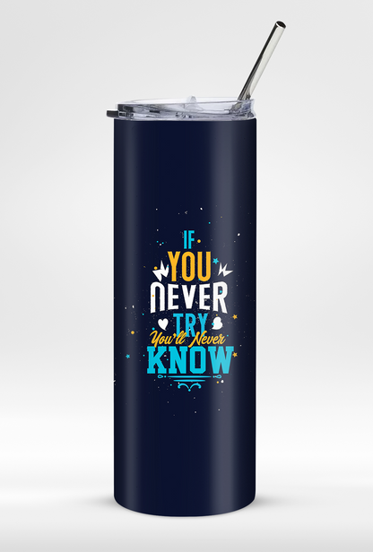 Motivational 20oz Stainless Steel Tumbler with Straw – Eco-Friendly Drinkware